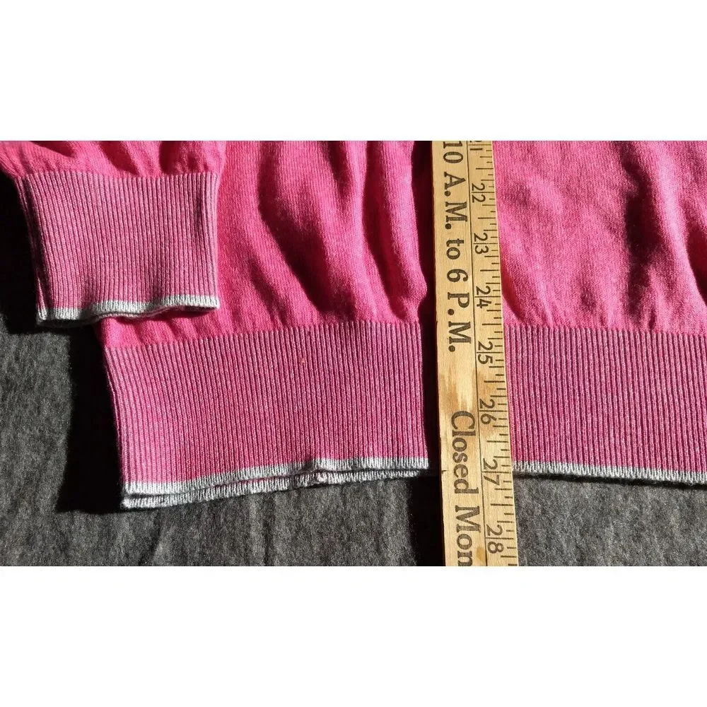 Raffi Sweater Cashmere Blend Pink Mens M 1/4 Zip Mock Neck Pullover Ribbed Cuff‎